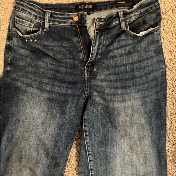 Judy Blue dark crop Wide Leg Jeans size 11 STRETCH - Picture 2 of 5